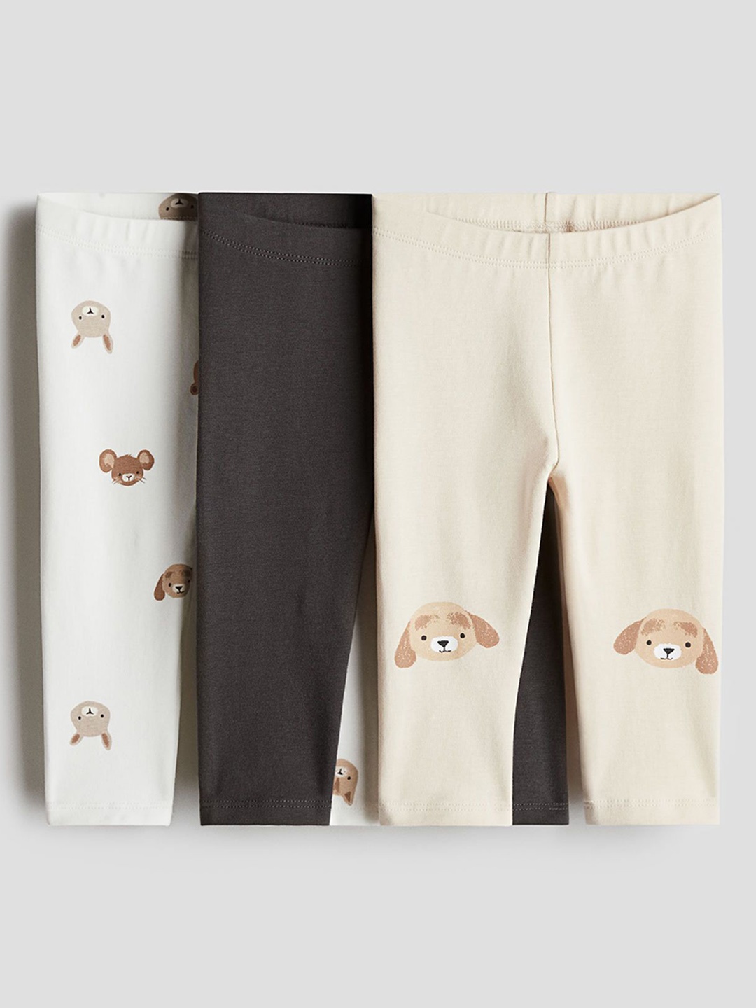 

H&M 3-Pack Cotton Jersey Leggings, Beige