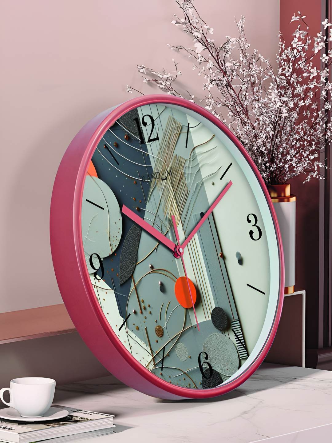 

RANDOM Printed Round Shaped Sweep Silent Movement Contemporary Wall Clock, Grey