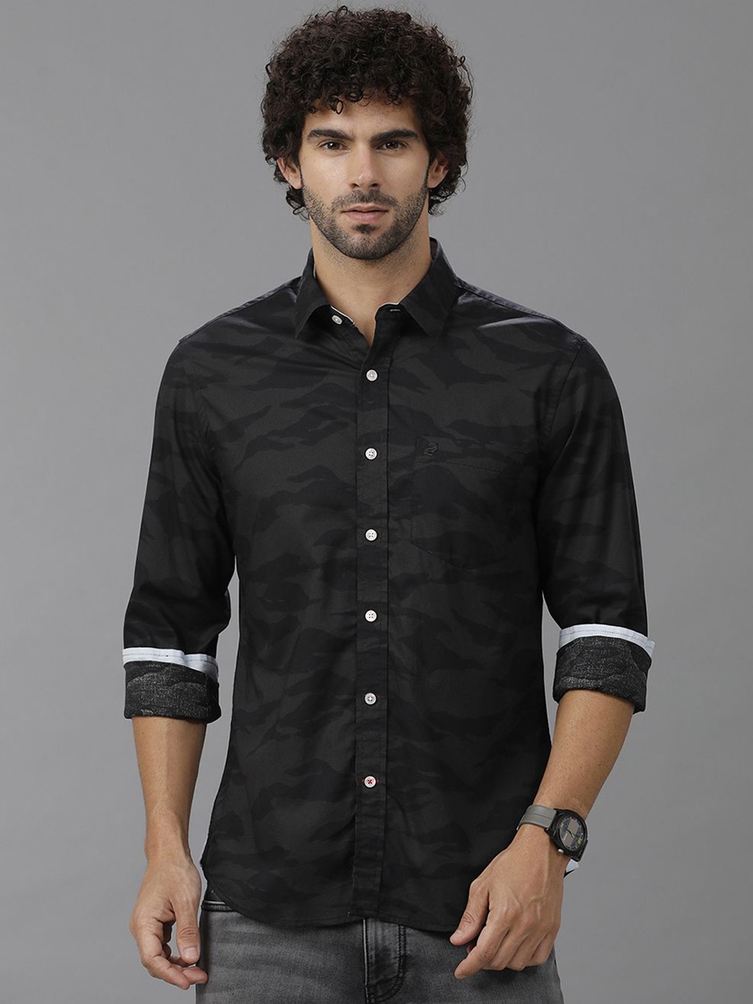 

Double Two Men Comfort Slim Fit Opaque Casual Shirt, Grey