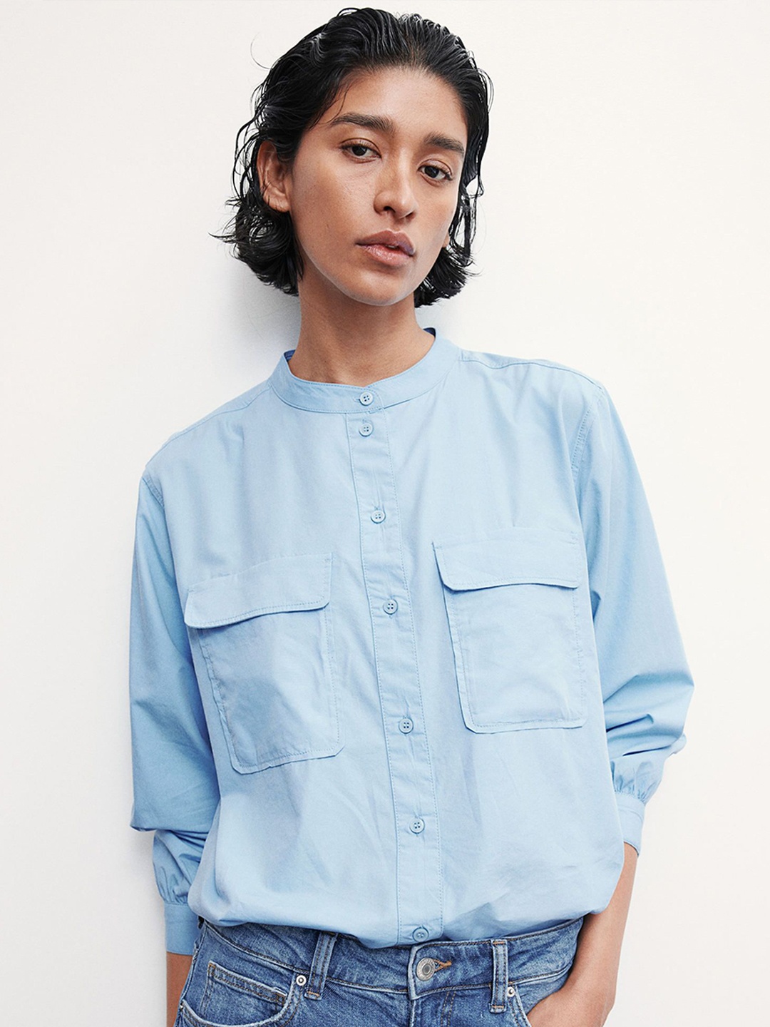

H&M Pocket Detail Blouse, Blue