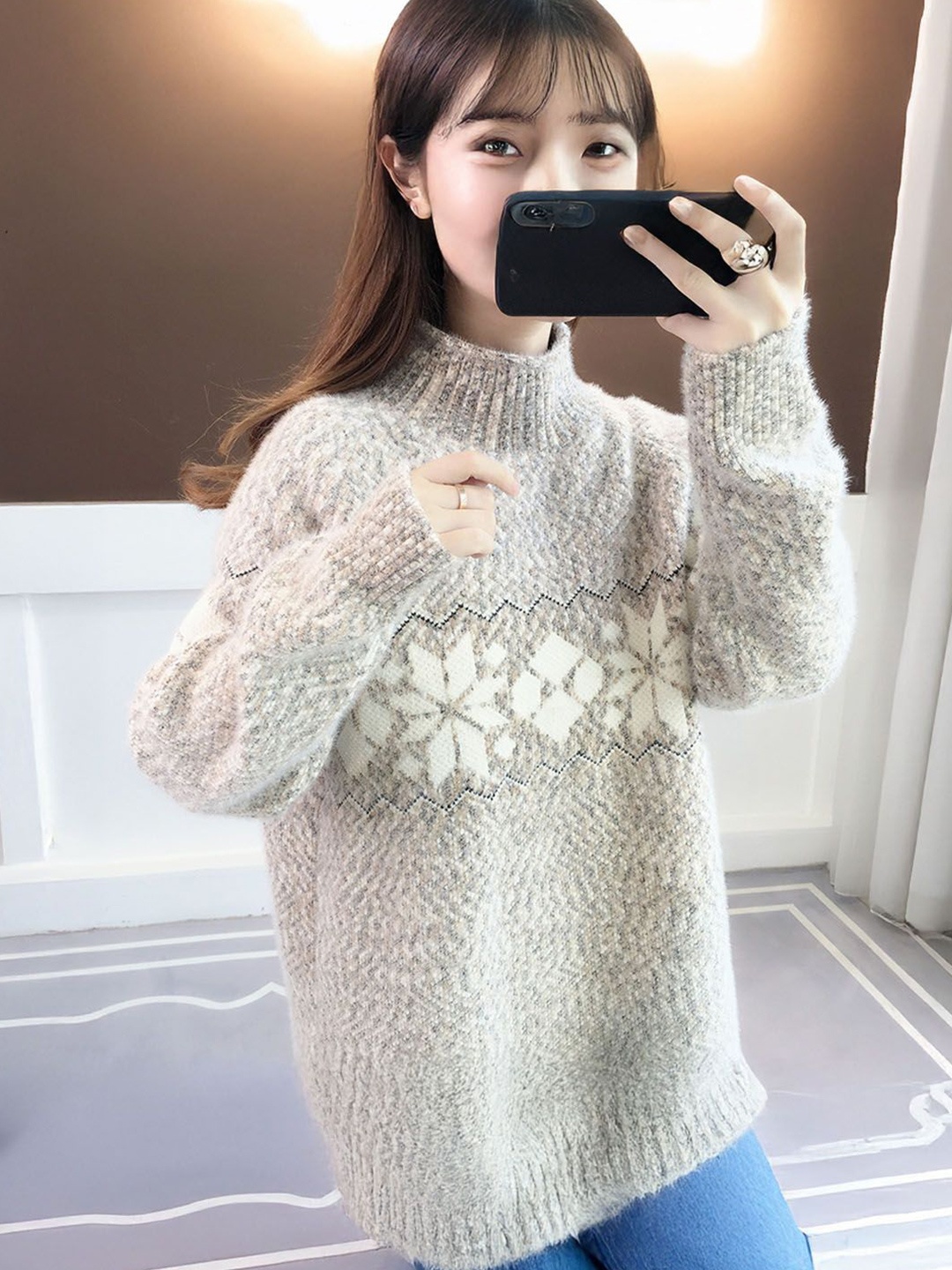 

StyleCast Women Printed Pullover, Grey
