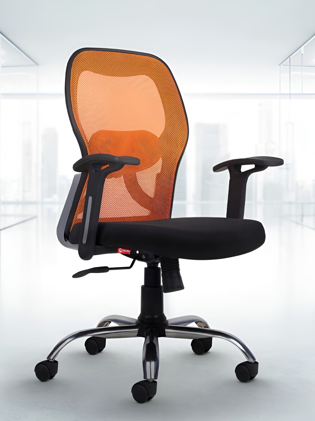 

CELLBELL Orange aurus C100 Lite Mid Back Comfortable Mesh Adjustable Office Arm Chair