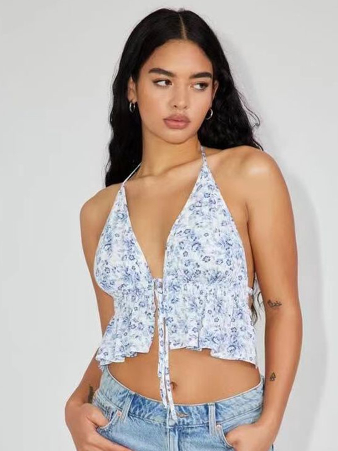 

LULU & SKY Floral Print Top, Blue