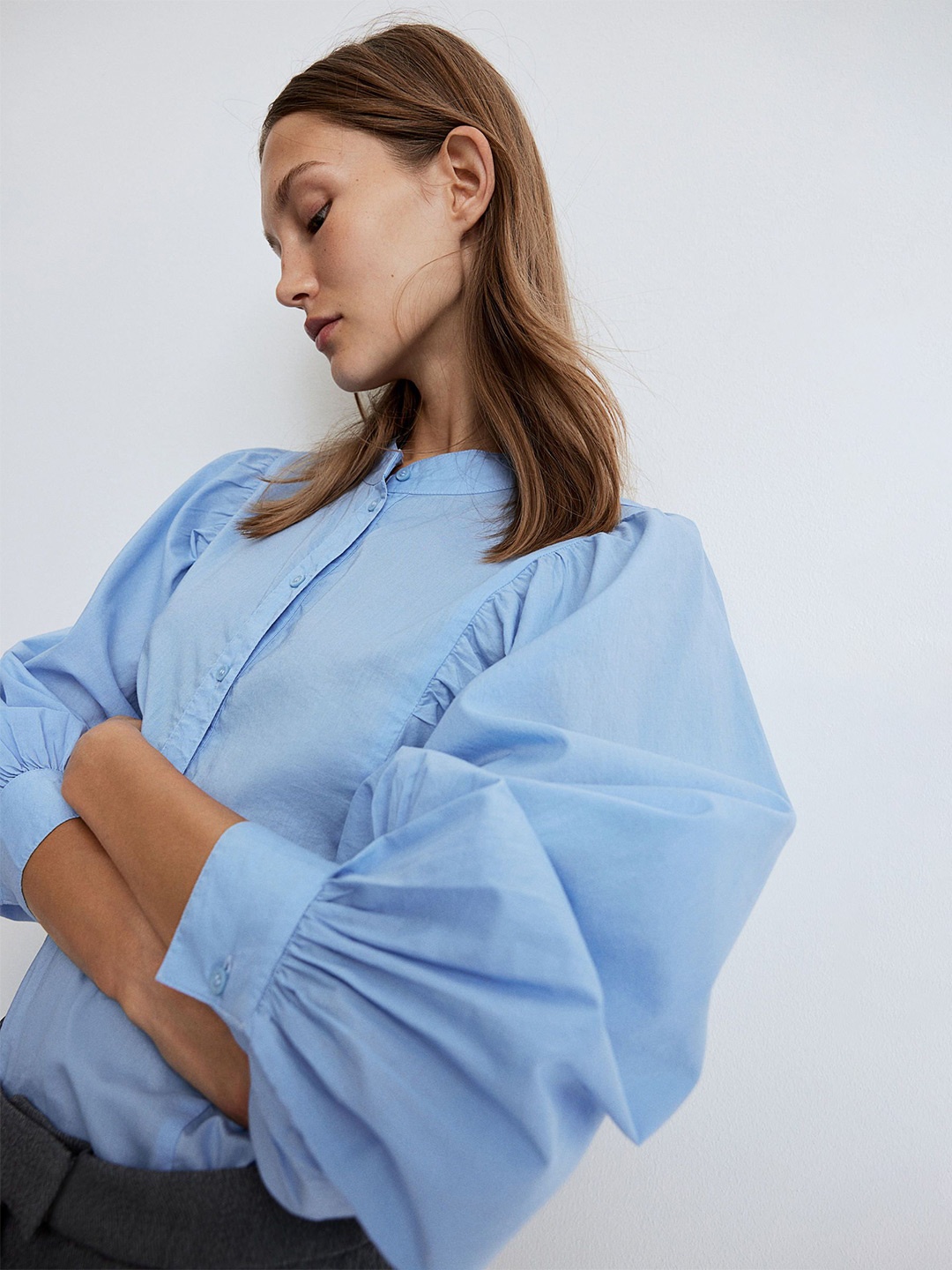 

H&M Batwing-Sleeved Blouse, Blue
