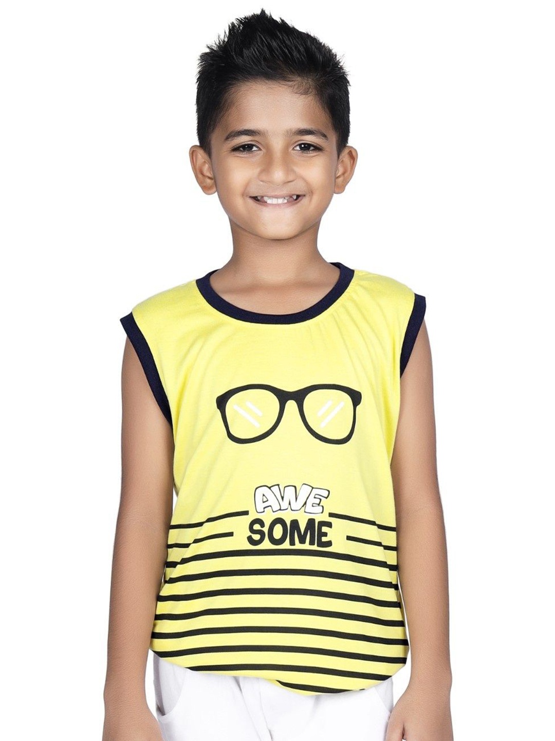 

CRAZYPENGUIN ELITE Boys Graphic Printed Round Neck Cotton T-shirt, Yellow