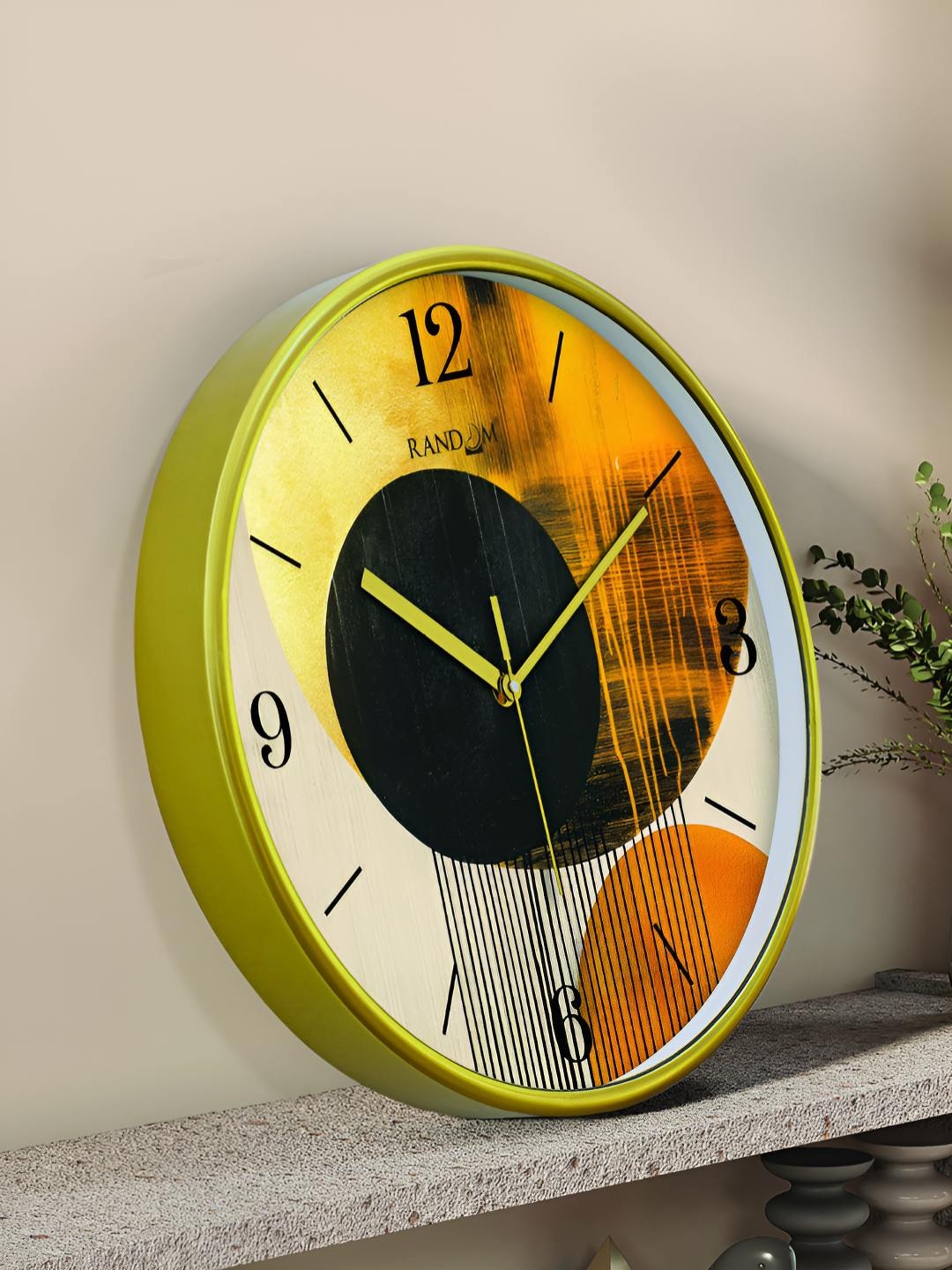 

RANDOM Printed Round Shaped Sweep Silent Movement Contemporary Wall Clock, Orange