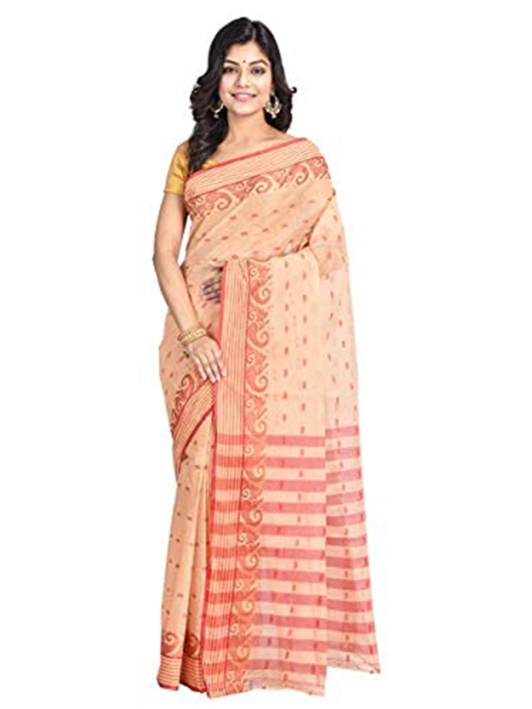 

RAJ SAREE HOUSE Women Floral Printed Saree, Beige