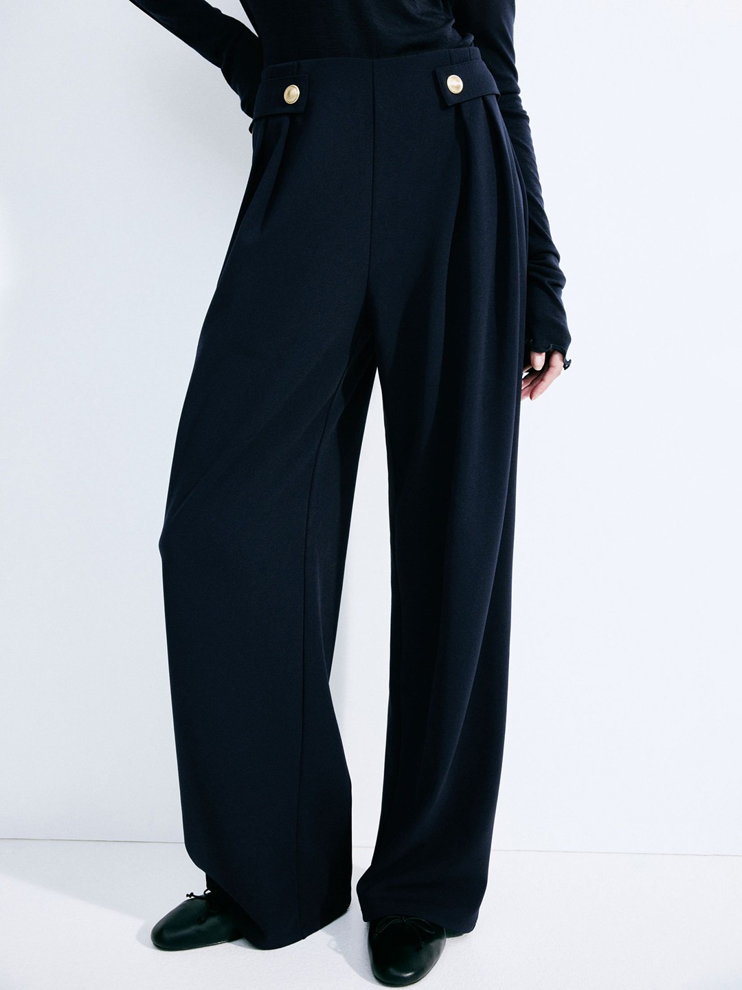 

H&M Tailored Jersey Trousers, Blue