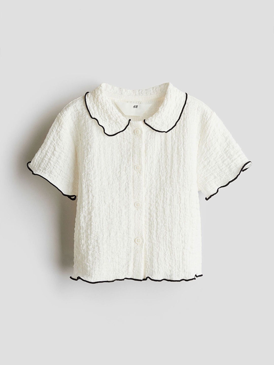 

H&M Crinkled Jersey Blouse, White