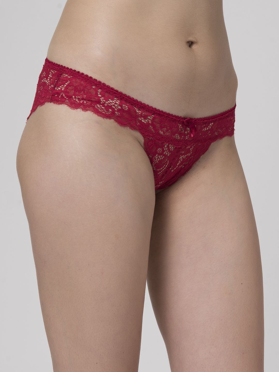 

MAKCLAN Women Dress Me Down Lace Basic Briefs, Maroon