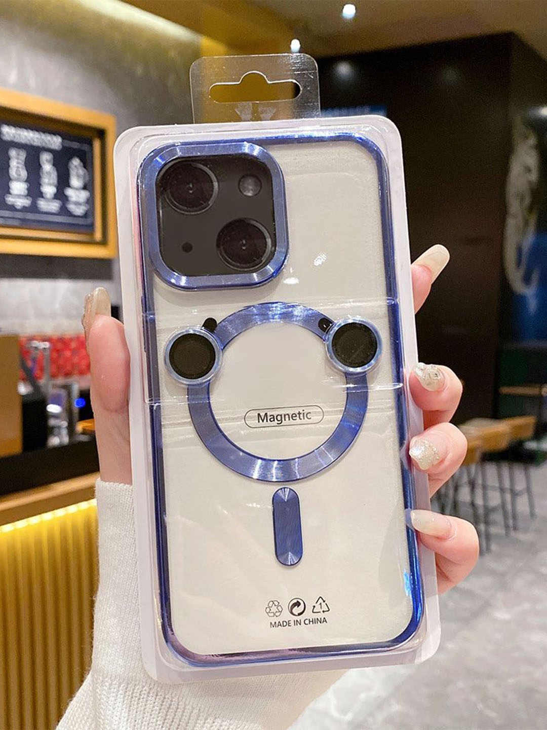 

Luxury Kase Solid Printed iPhone 15 Back Case Mobile Accessories, Blue