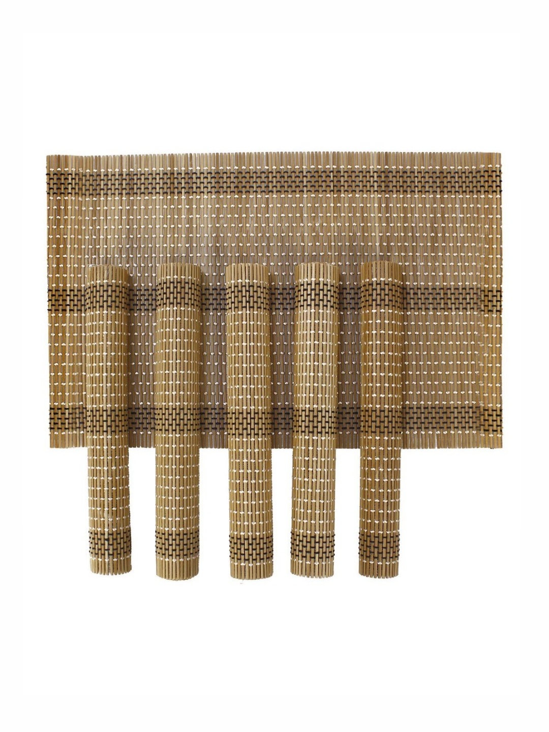 

HOKIPO 6-Pcs Brown & Beige Striped Bamboo Dining Table Placemats