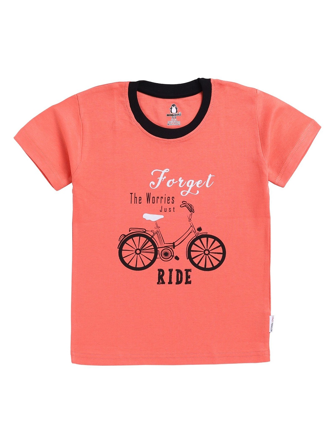 

CRAZYPENGUIN ELITE Boys Graphic Printed Round Neck Cotton T-shirt, Coral