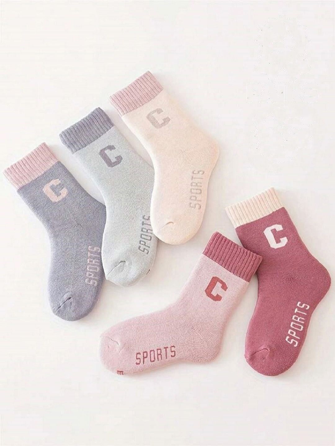 

BAESD Kids Pack Of 5 Patterened Ankle-Length Socks, Pink