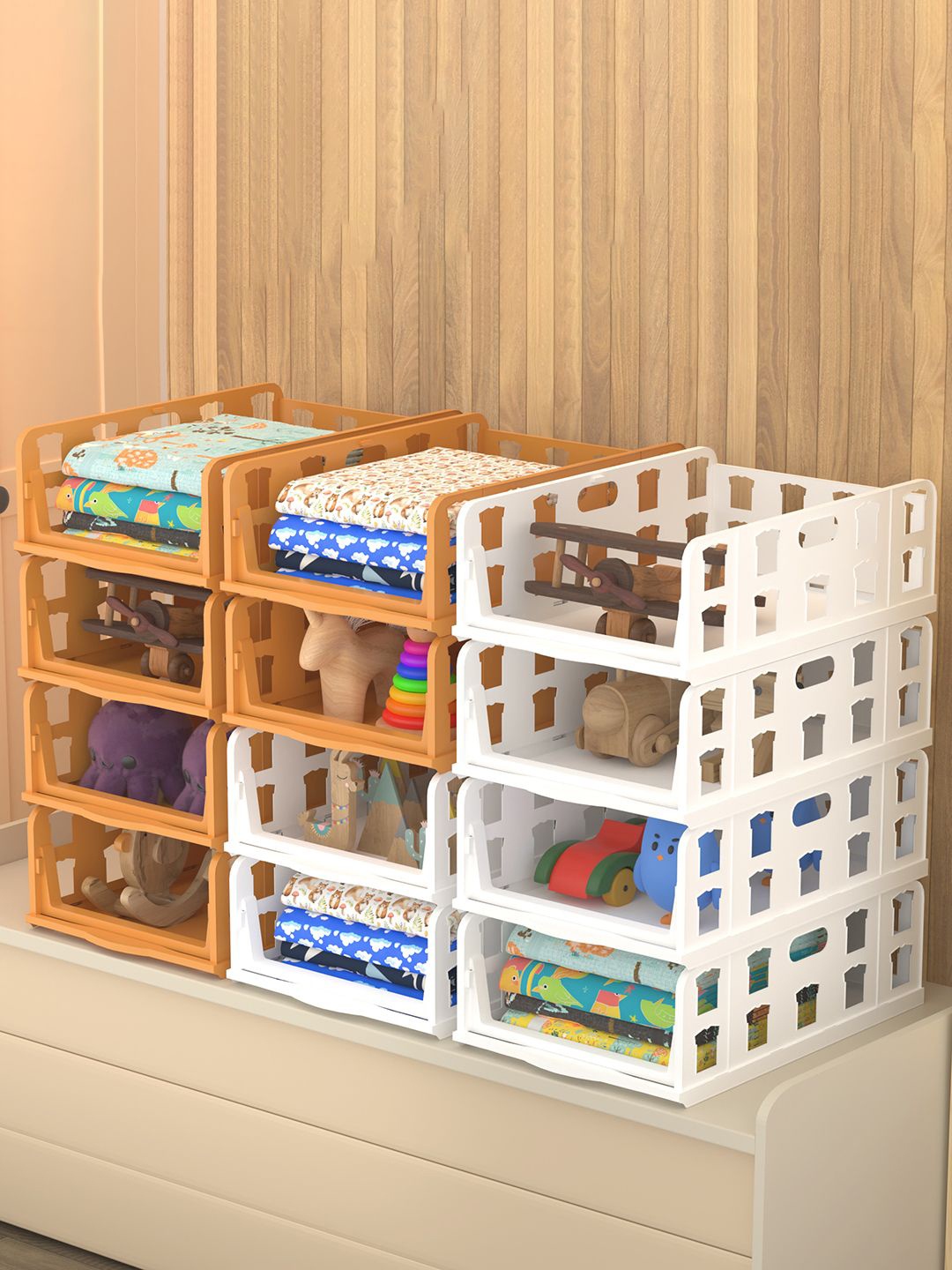 

Kuber Industries White Set of 12 Reusable Wardrobe Clothes Storage Drawer Organisers