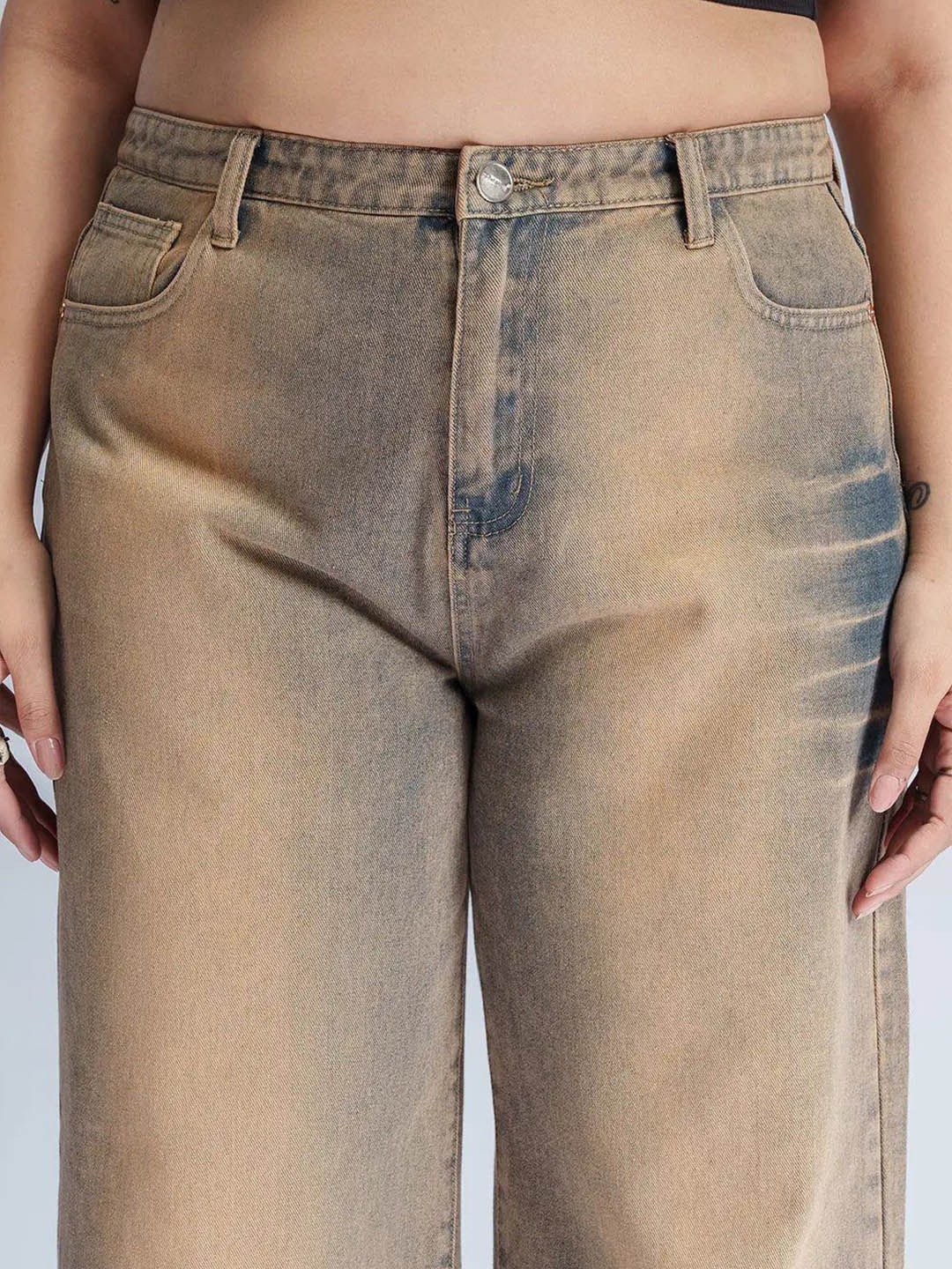 

FREAKINS Women Wide Leg High-Rise Heavy Fade Jeans, Blue