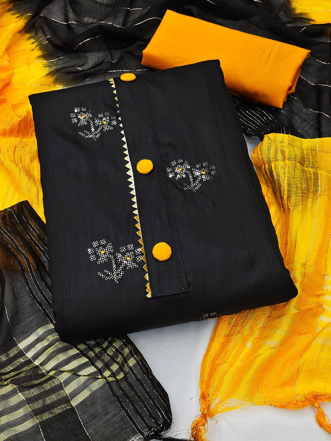 

Maroosh Embroidered Unstitched Dress Material, Black
