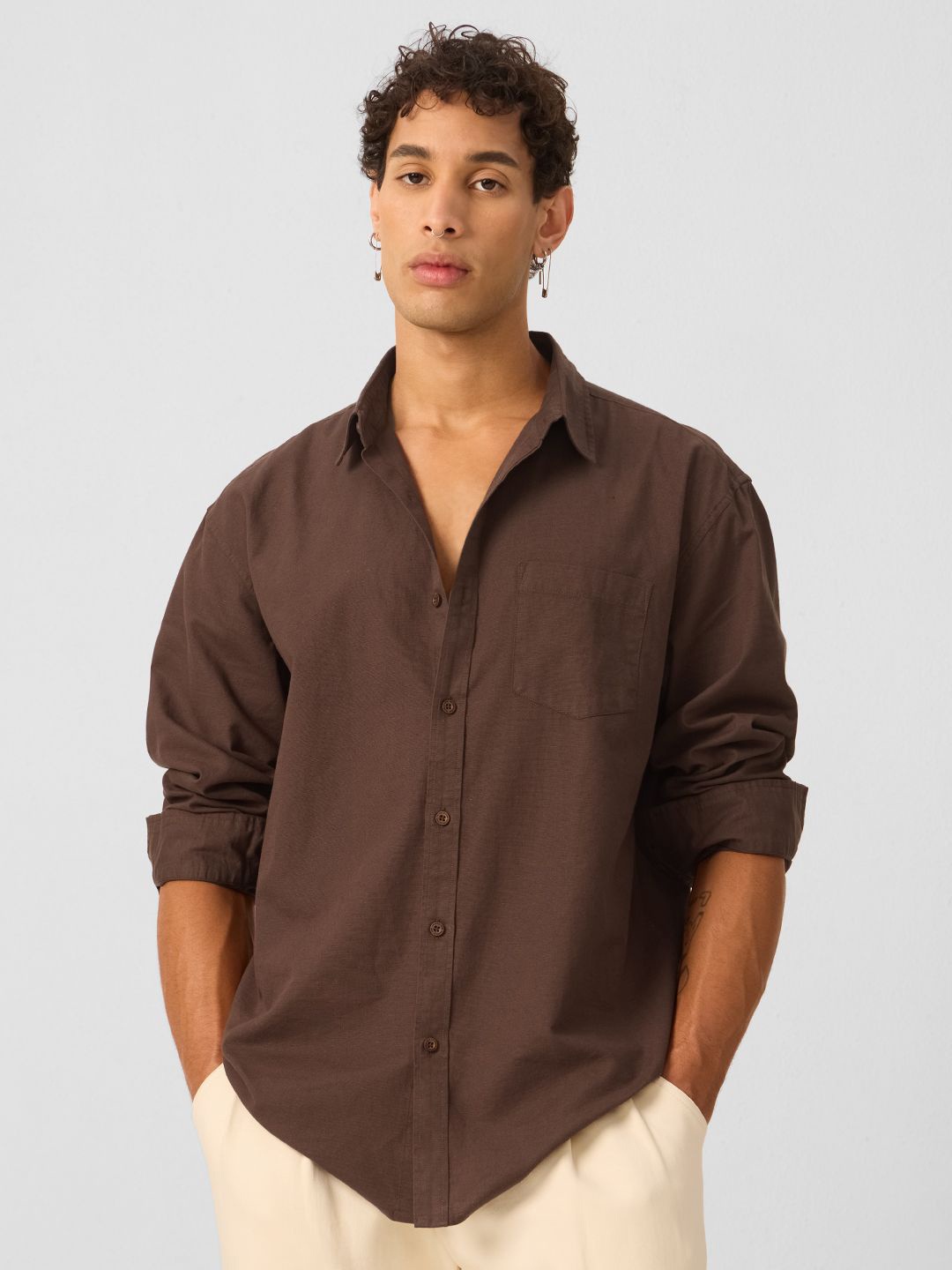 

The Souled Store Men Opaque Casual Shirt, Brown