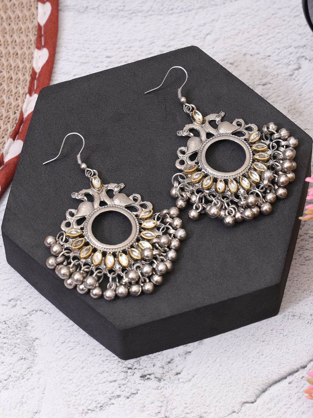 

Styled Diva Contemporary Chandbalis Earrings, Silver