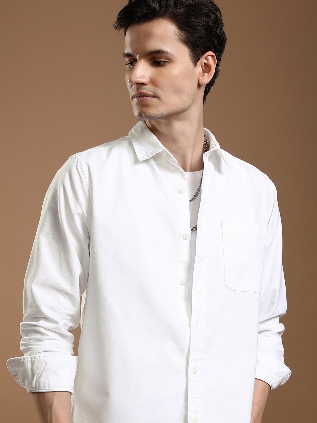 

HIGHLANDER Men Slim Fit Opaque Casual Shirt, White