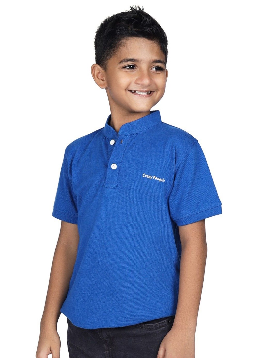 

CRAZYPENGUIN ELITE Boys Solid Polo Collar T-shirt, Blue