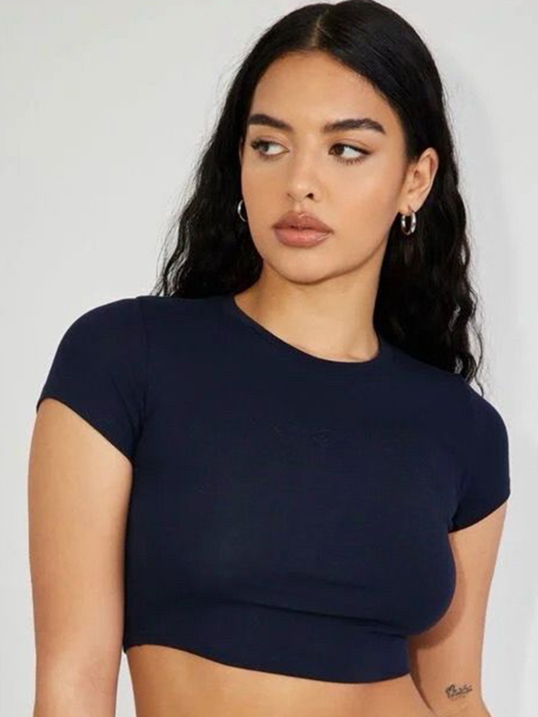 

sollobell Cotton Crop Top, Navy blue