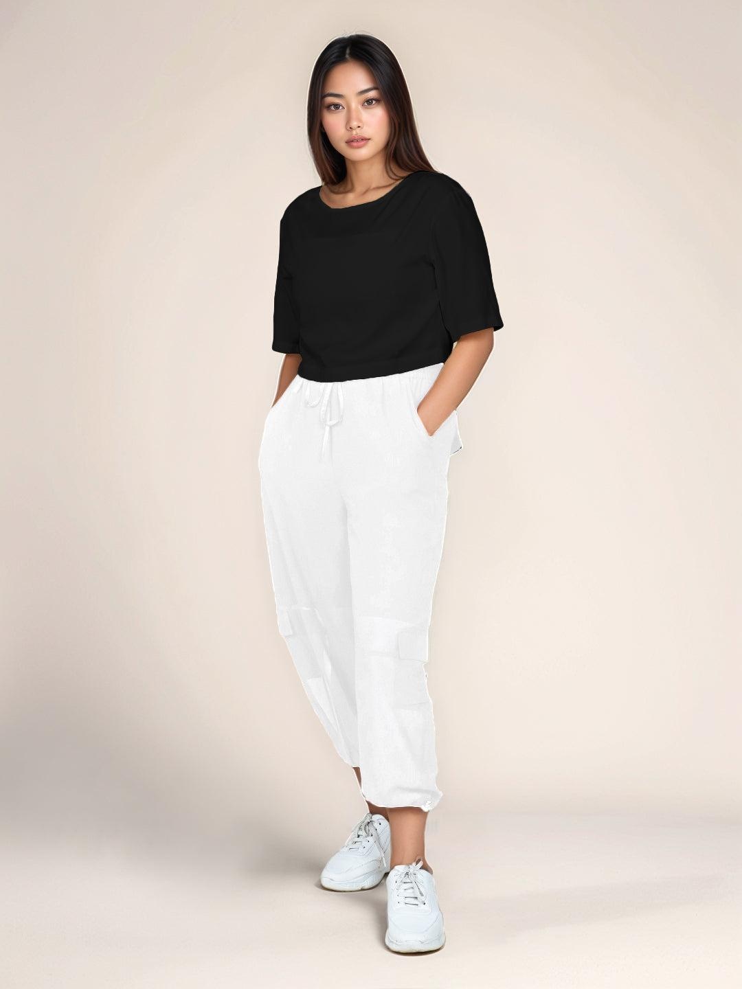 

Zink London Round Neck Crop Top, Black