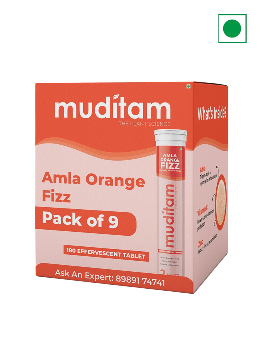 

Muditam Set Of 9 Ayurveda Amla Orange Fizz For Skin & Eyes Booster - 20 Tablets Each, White