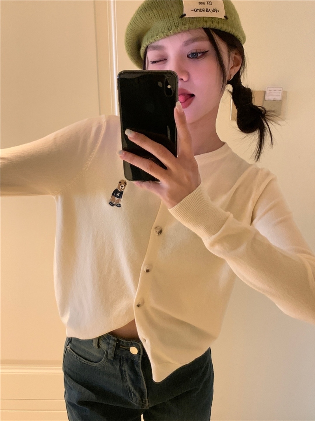 

HERE&NOW Women Round Neck Long Sleeves Printed Top, Khaki