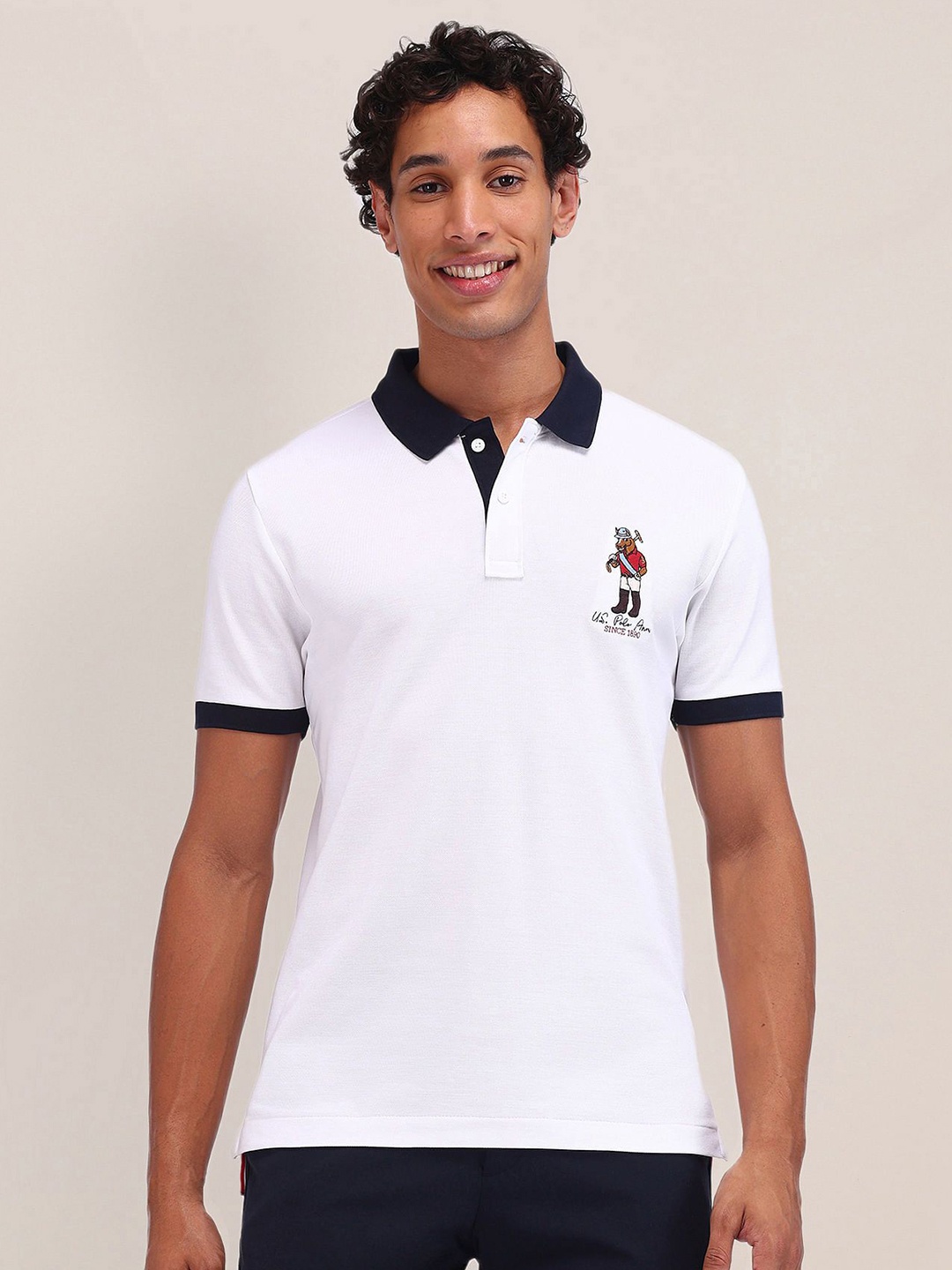 

U.S. Polo Assn. Men Polo Collar Slim Fit T-shirt, White