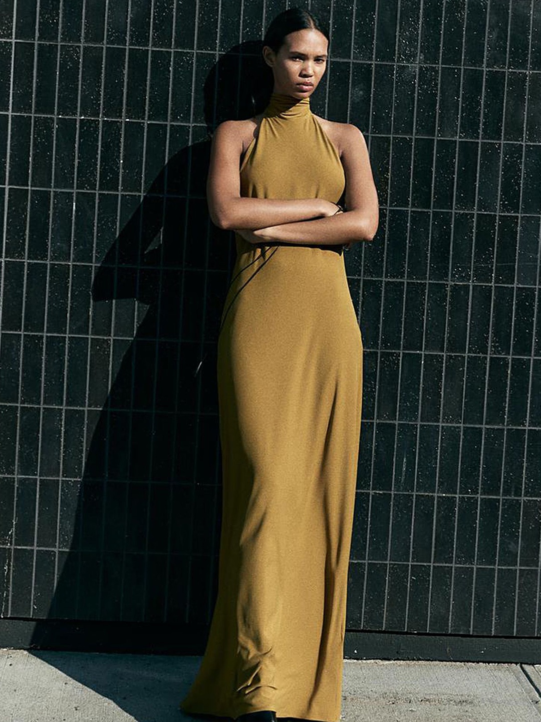 

LULU & SKY Checked Maxi Dress, Yellow