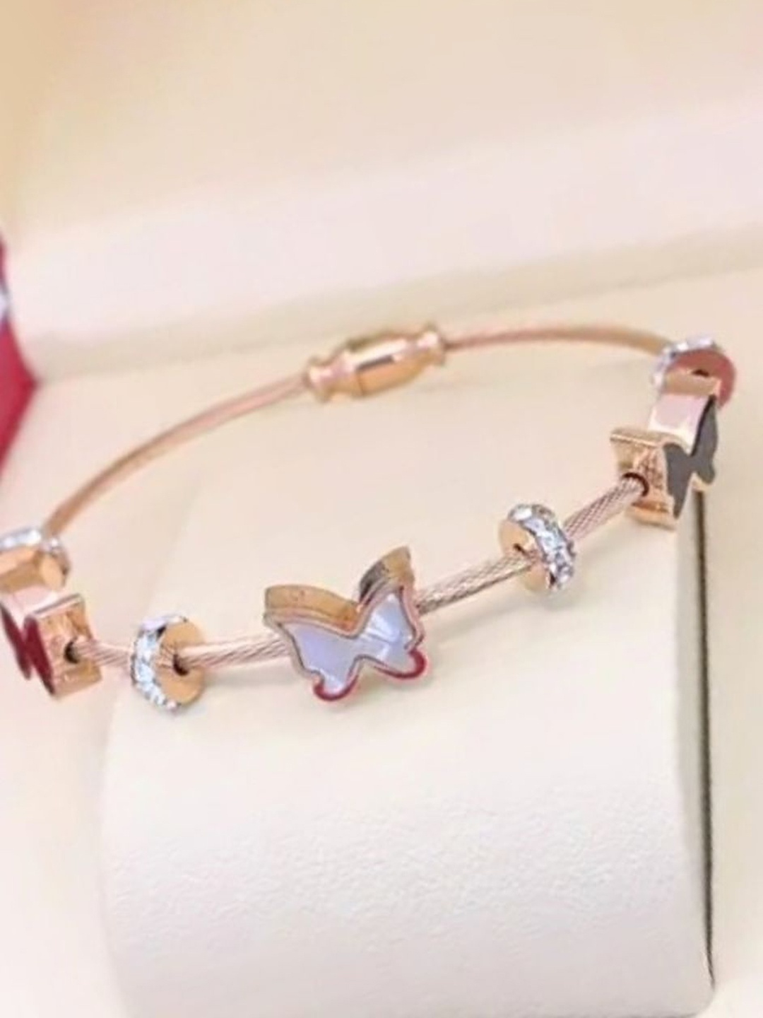 

V FASHION JEWELLERY Rose Gold Plated Stone Studded Bracelet