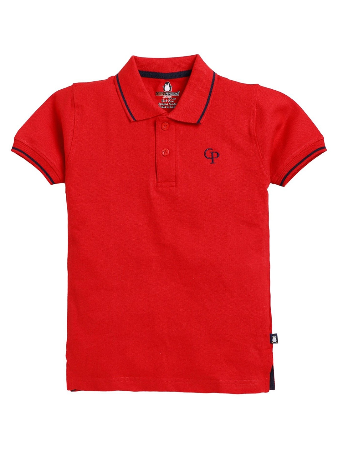 

CRAZYPENGUIN ELITE Boys Solid Polo Collar Cotton T-shirt, Red