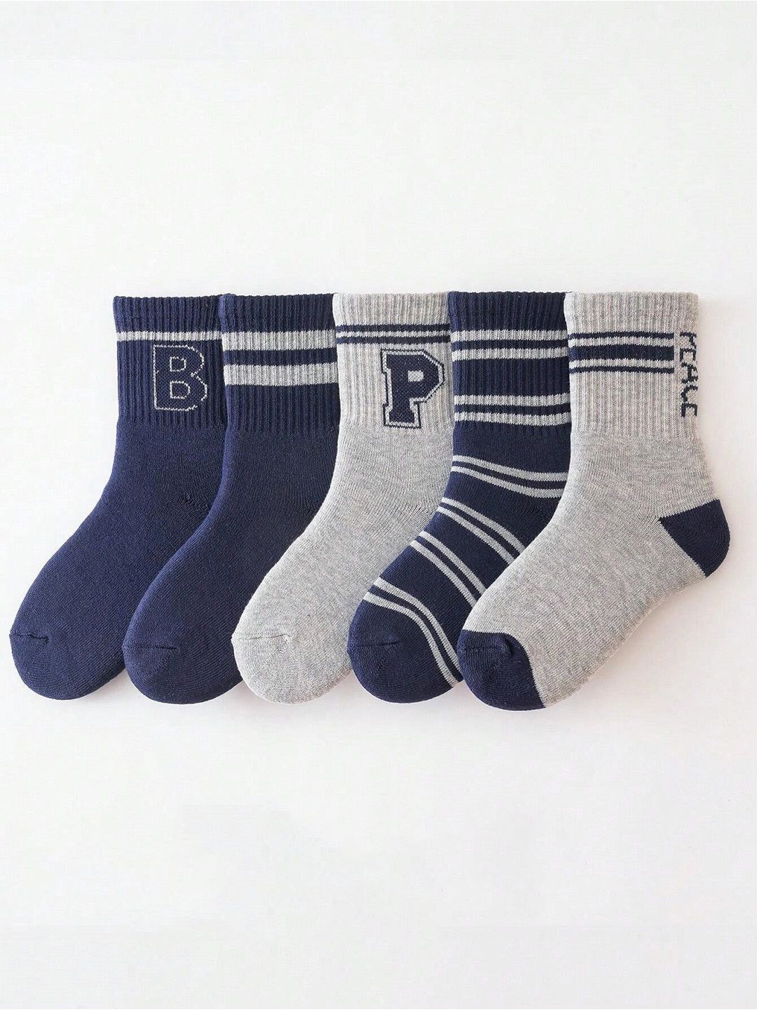 

BAESD Kids Pack Of 3 Patterned Ankle-Length Socks, Blue