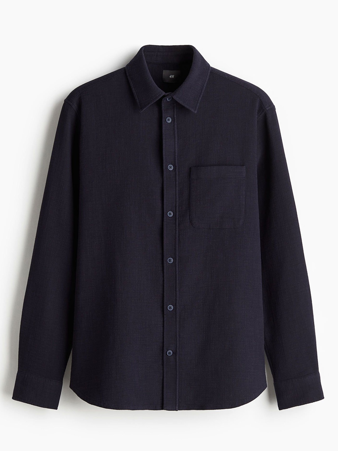 

H&M Textured-Weave Shirt, Blue
