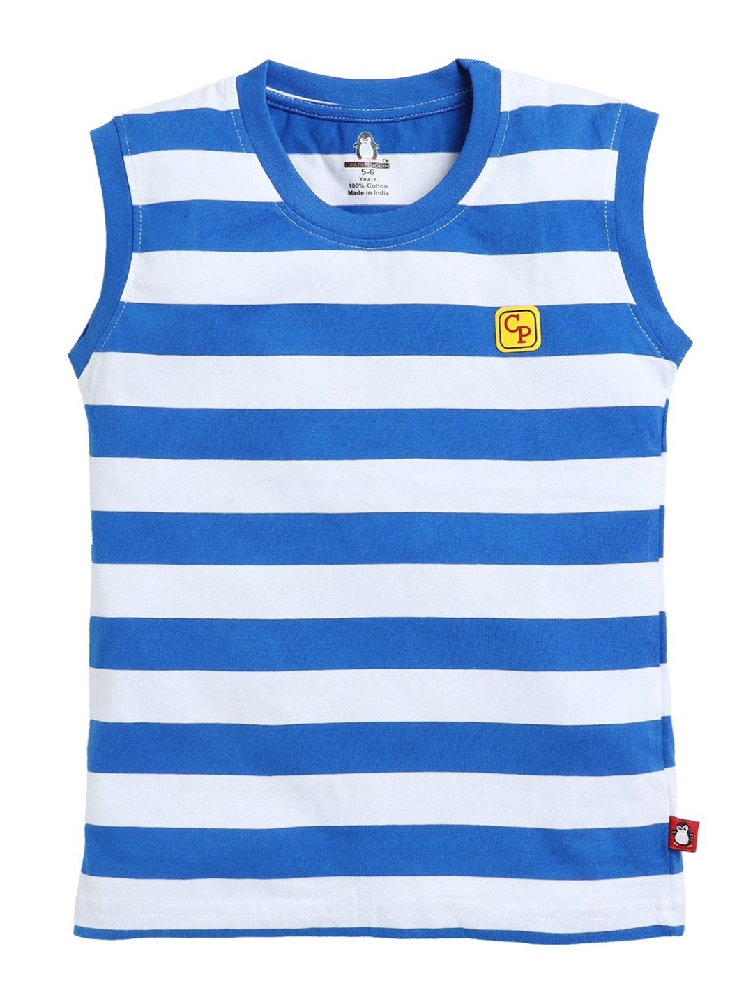 

CRAZYPENGUIN ELITE Boys Striped Round Neck Cotton T-shirt, Blue