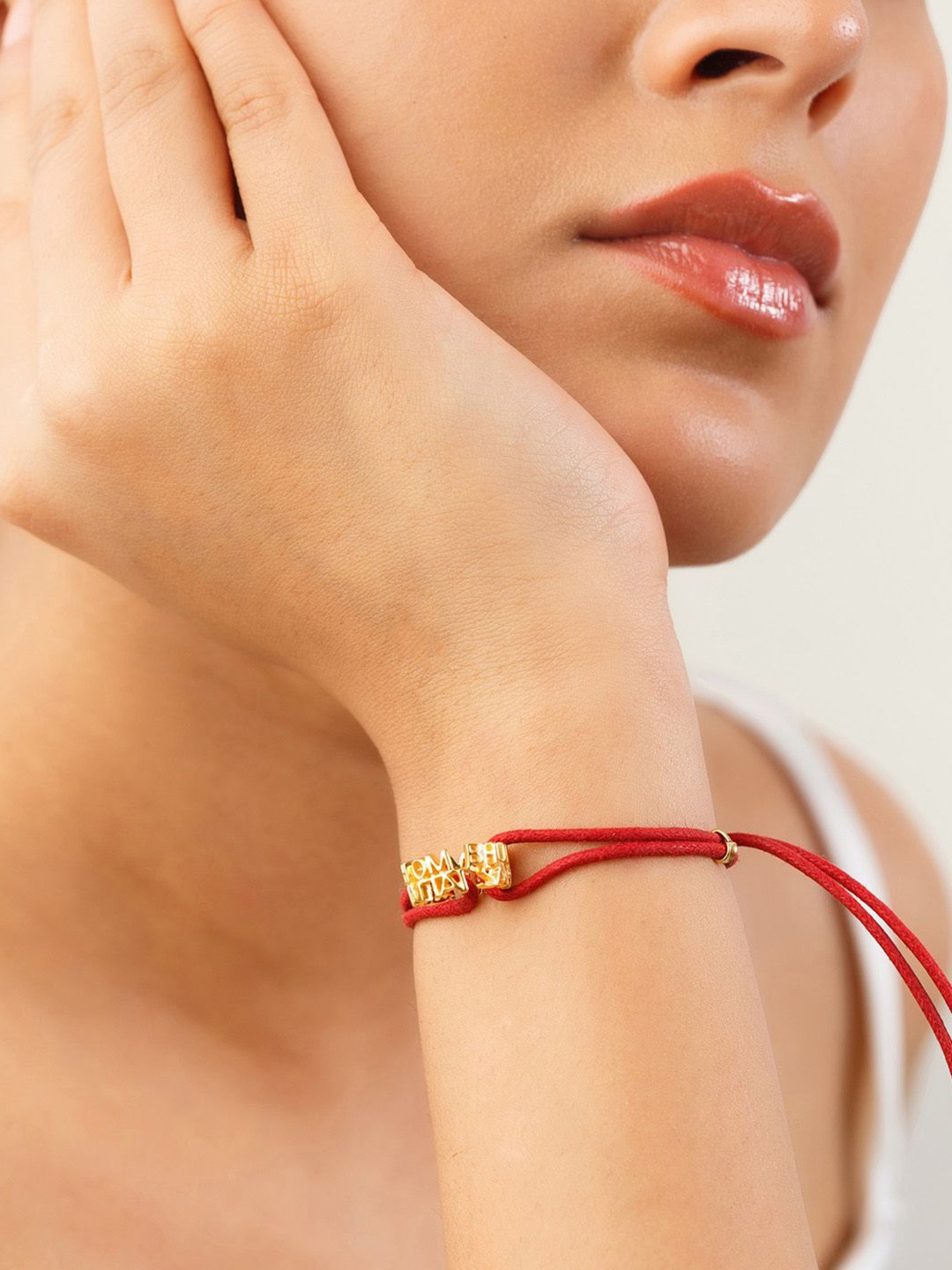 

Isharya Red Mantra Gold Plated Wraparound Bracelet
