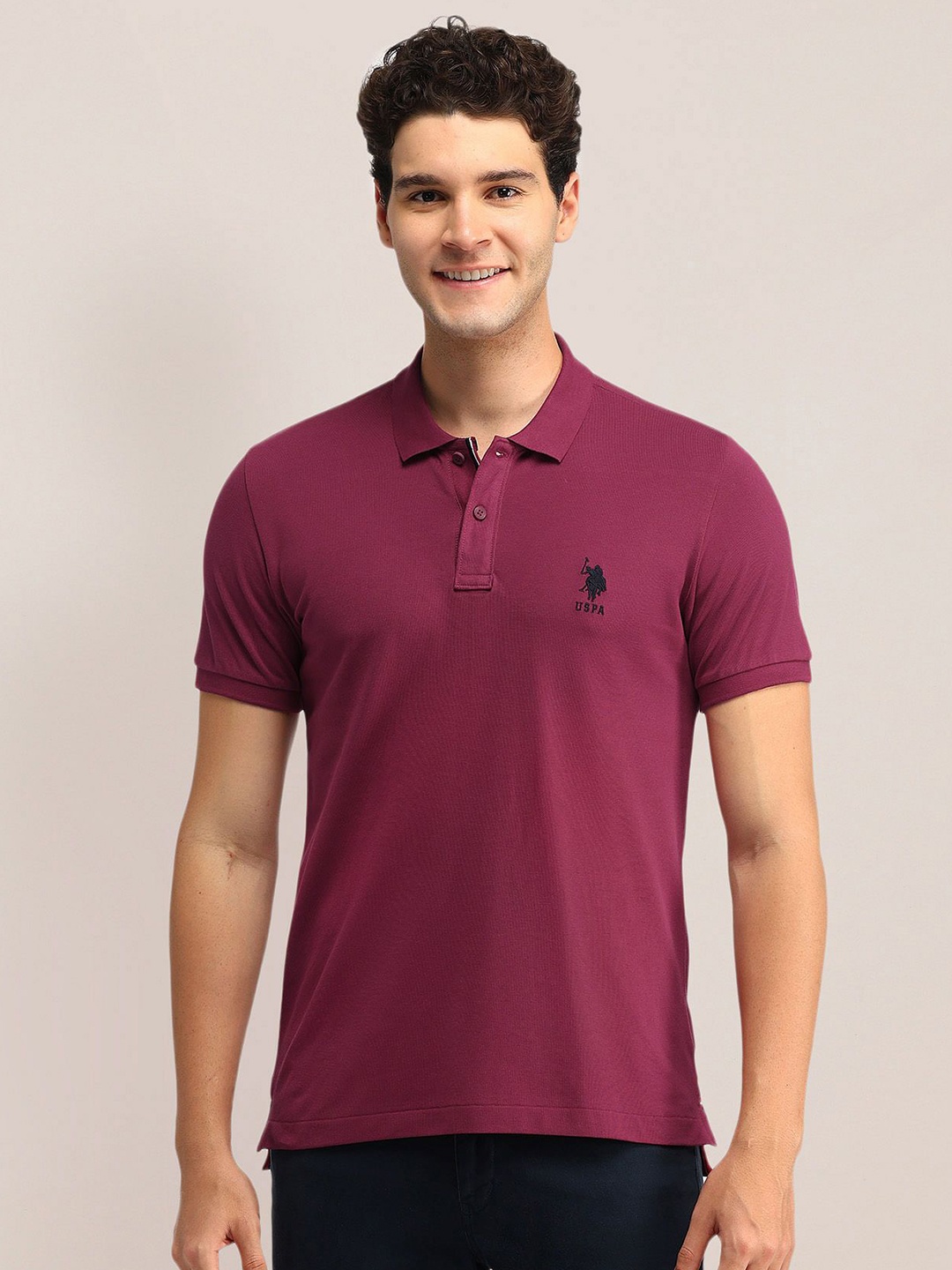 

U.S. Polo Assn. Men Polo Collar Slim Fit T-shirt, Pink