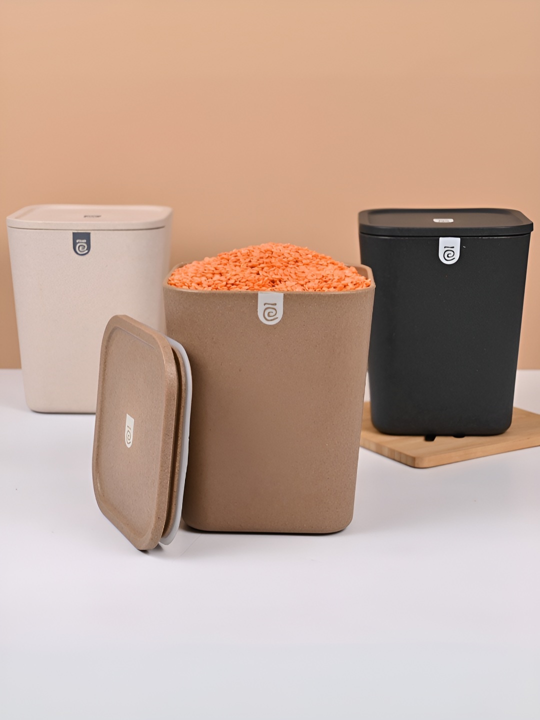 

eha Brown & Beige 2 Pieces Dishwasher Safe Canister Container