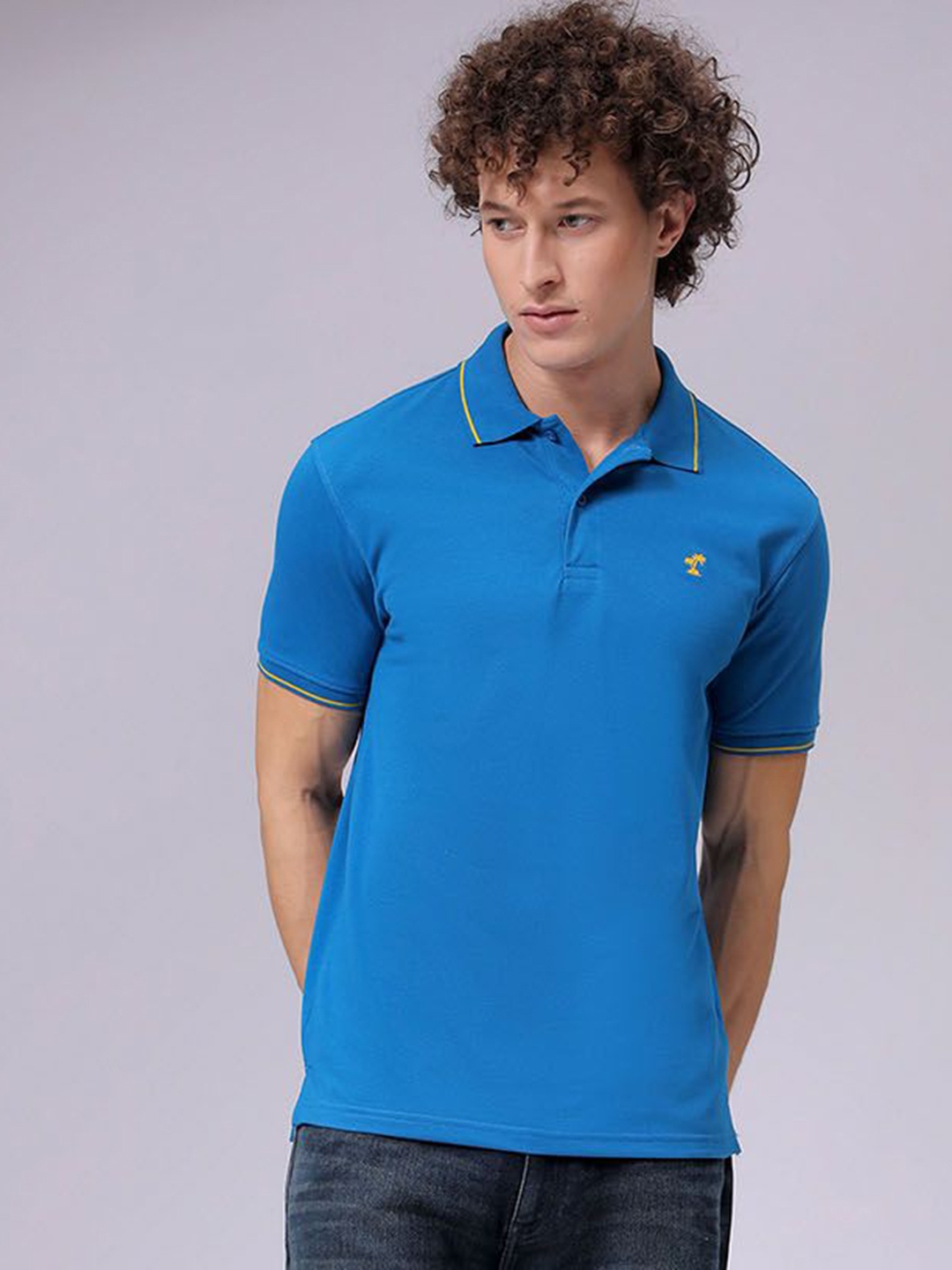 

The Indian Garage Co Men Polo Collar T-shirt, Blue