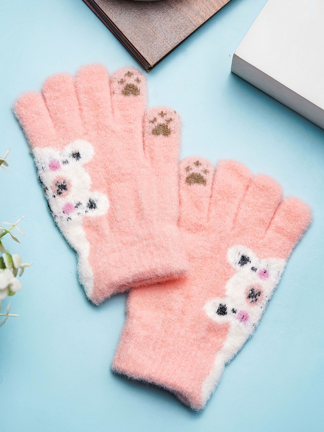 

Brauch Unisex Kids Patterned Winter Gloves, Peach