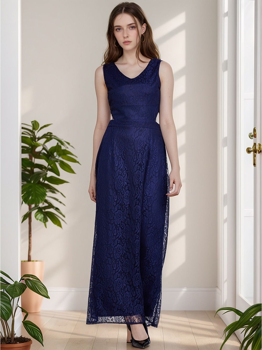 

RARE Women A-Line Sleeveless Dress, Navy blue