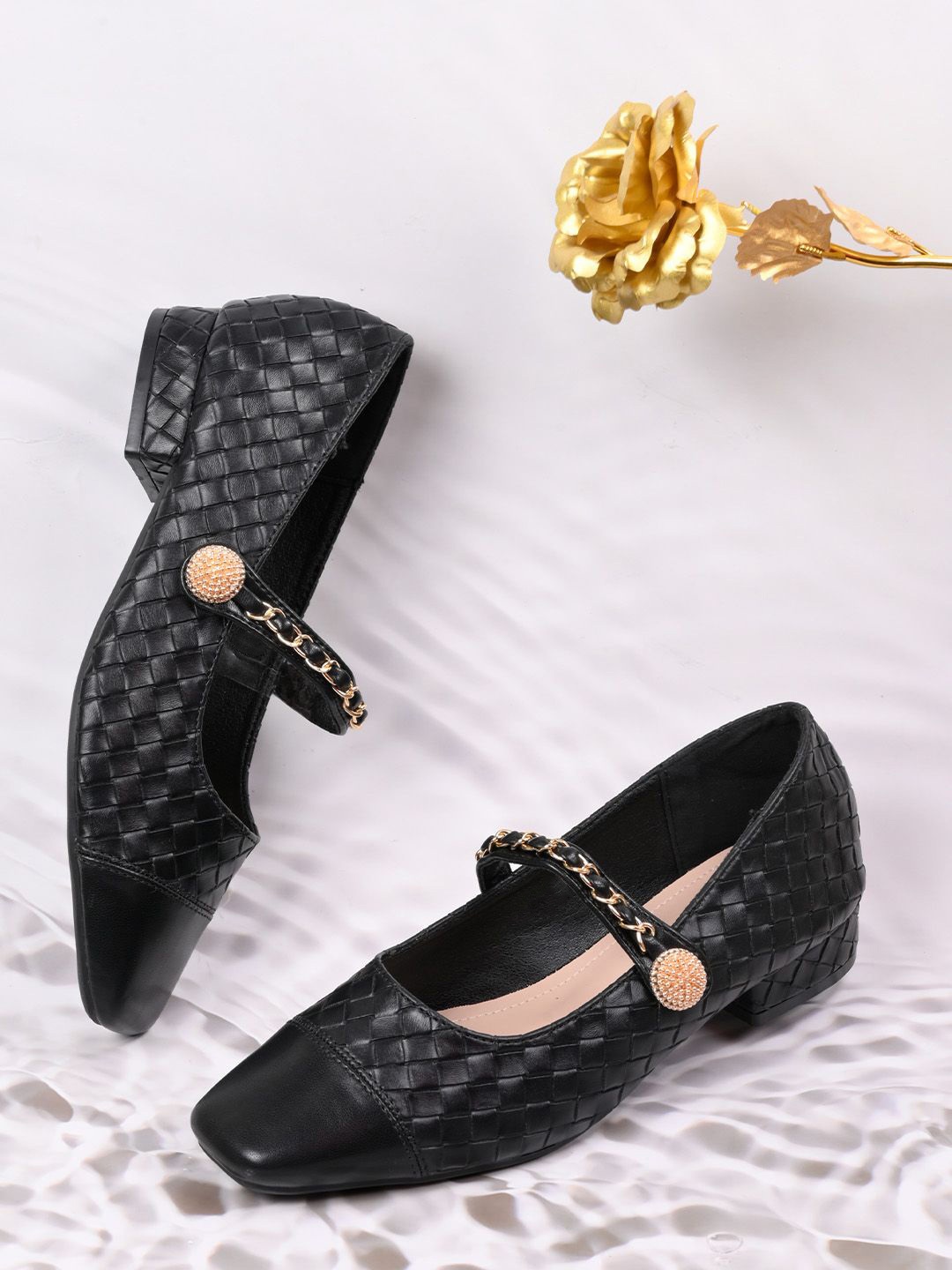 

Ronnie Grey Women Textured Mary Jane Block Heels, Black