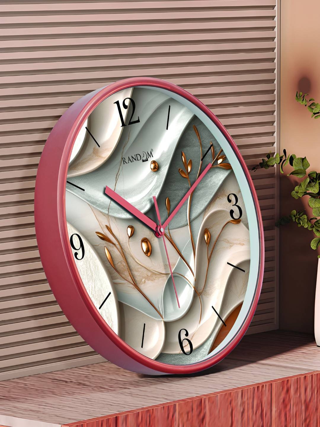 

RANDOM Printed Round Shaped Sweep Silent Movement Contemporary Wall Clock, Grey