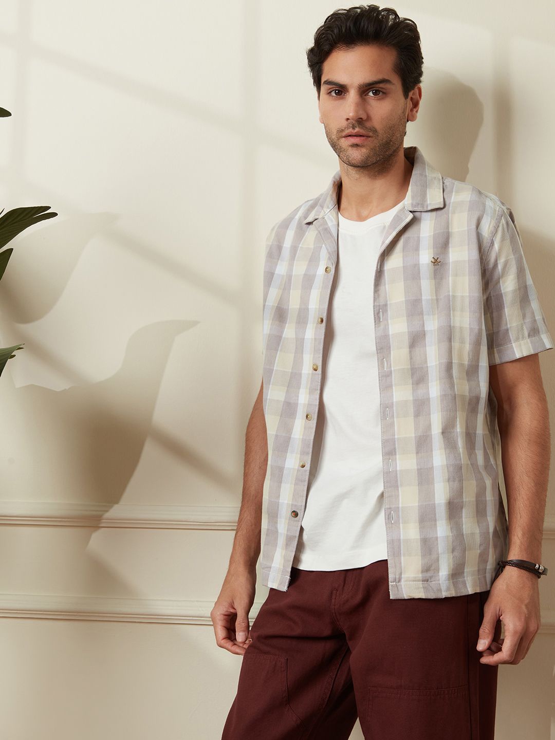 

WROGN Men Comfort Opaque Checked Casual Shirt, Pink
