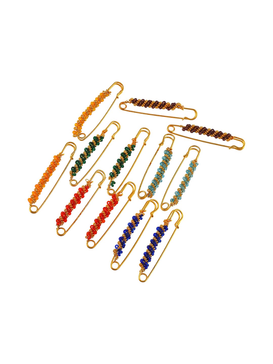 

MEMOIR Pack Of 24 Saree pin combo, Gold