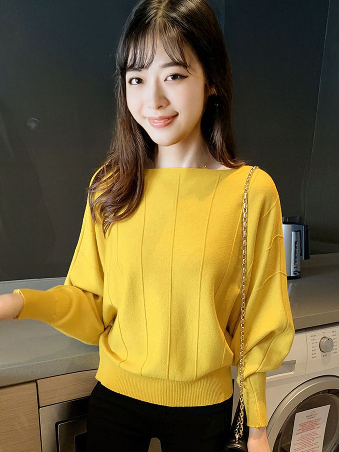 

StyleCast Women Striped Pullover, Yellow