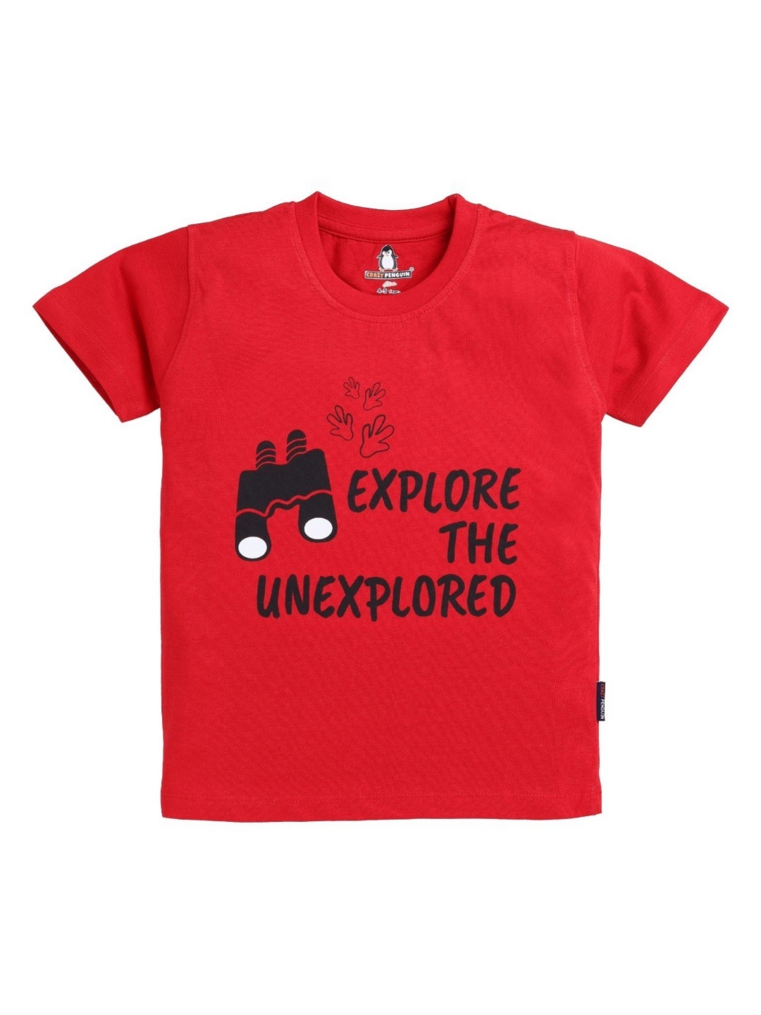 

CRAZYPENGUIN ELITE Boys Typography Printed Round Neck Cotton T-shirt, Red