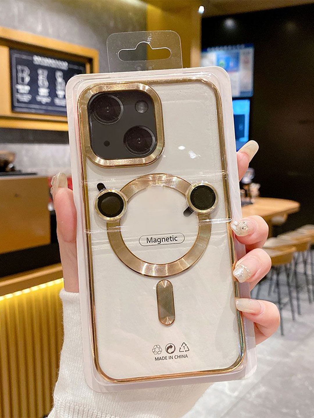 

Luxury Kase Solid Printed iPhone 15 Back Case Mobile Accessories, Gold