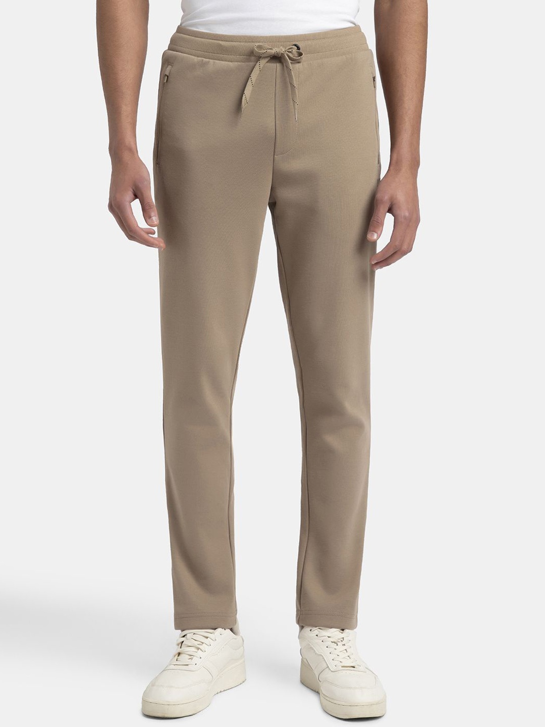 

Jockey Super Combed Cotton Rich Pique Slim Fit Trackpant with Side Zipper Pockets-AM44, Beige